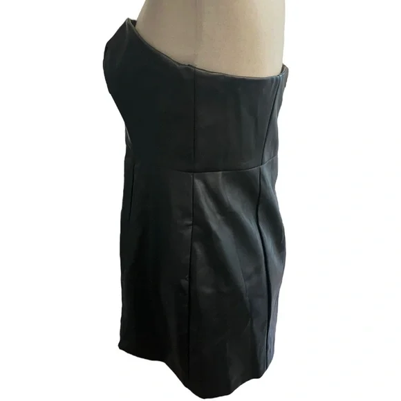 ANTHROPOLOGIE Hutch Strapless Faux Leather Mini Dress New With Tags - Picture 12 of 16